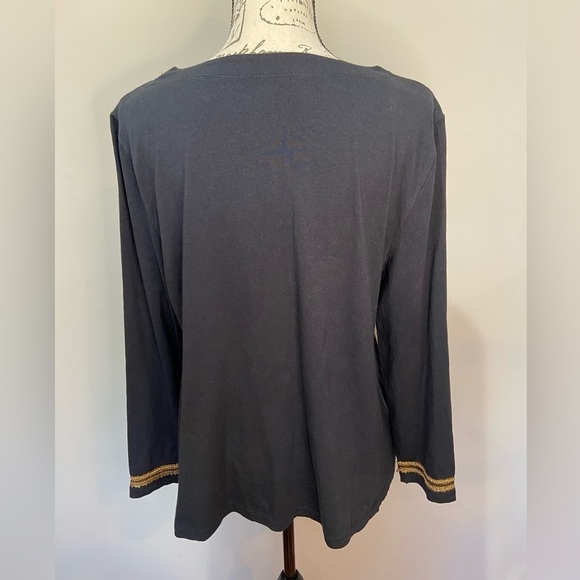 Soft Surroundings Black Gold Beaded Embellished Tunic Long Sleeve Top SZ LP - Picture 3 of 7